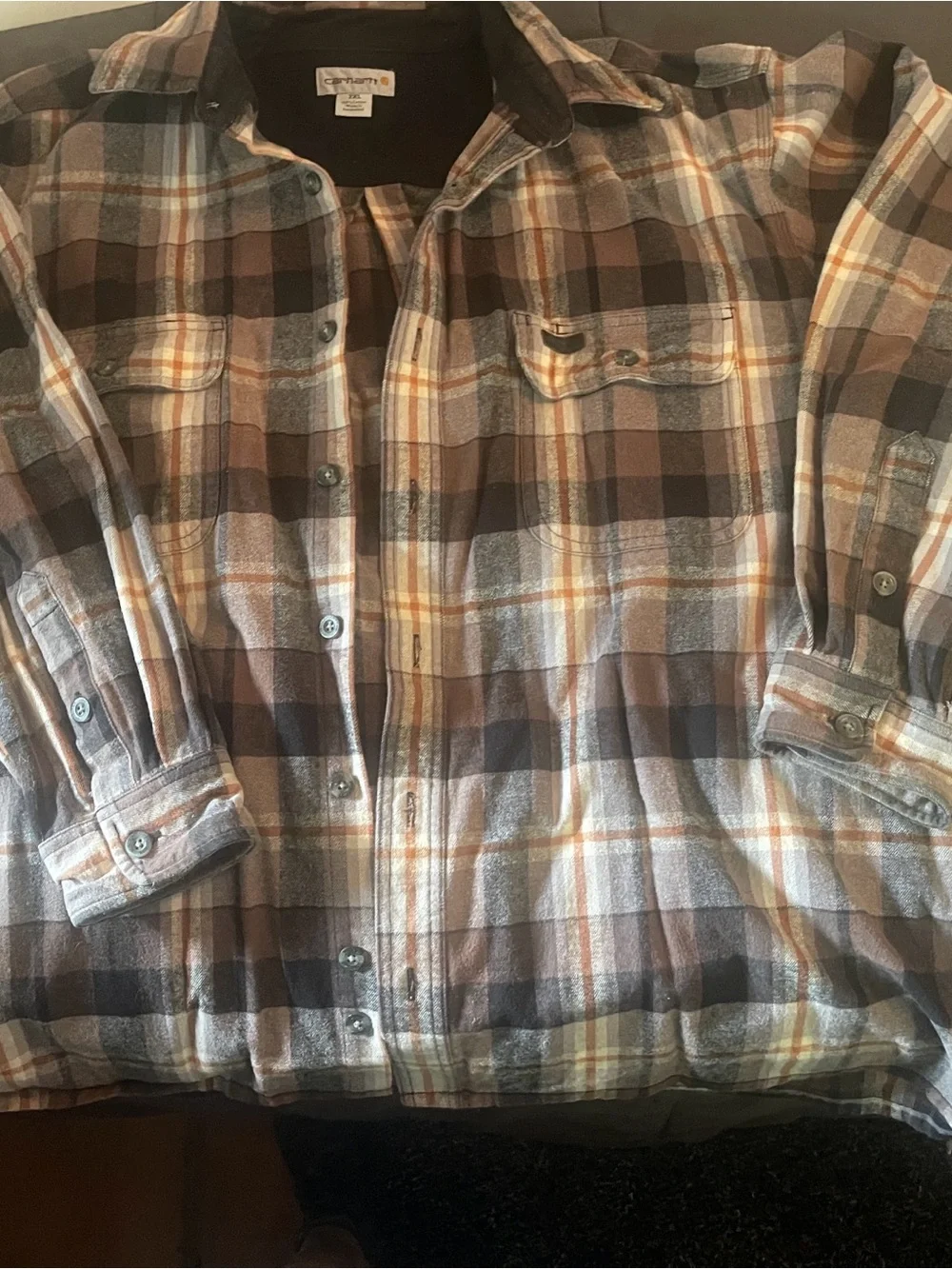 Carhartt Plaid Shirt Jacket in Brown and Black